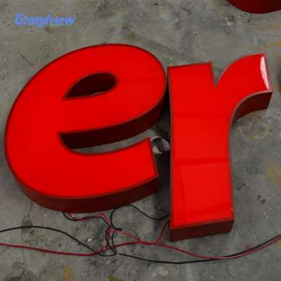 Custom shop logo signs led acrylic light letters outdoor 3d acrylic front lit led channel letter